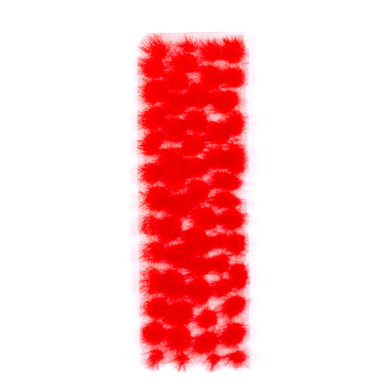 A strip of vibrant red 4mm AK Interactive wargame vegetation tufts is displayed on a bright white background