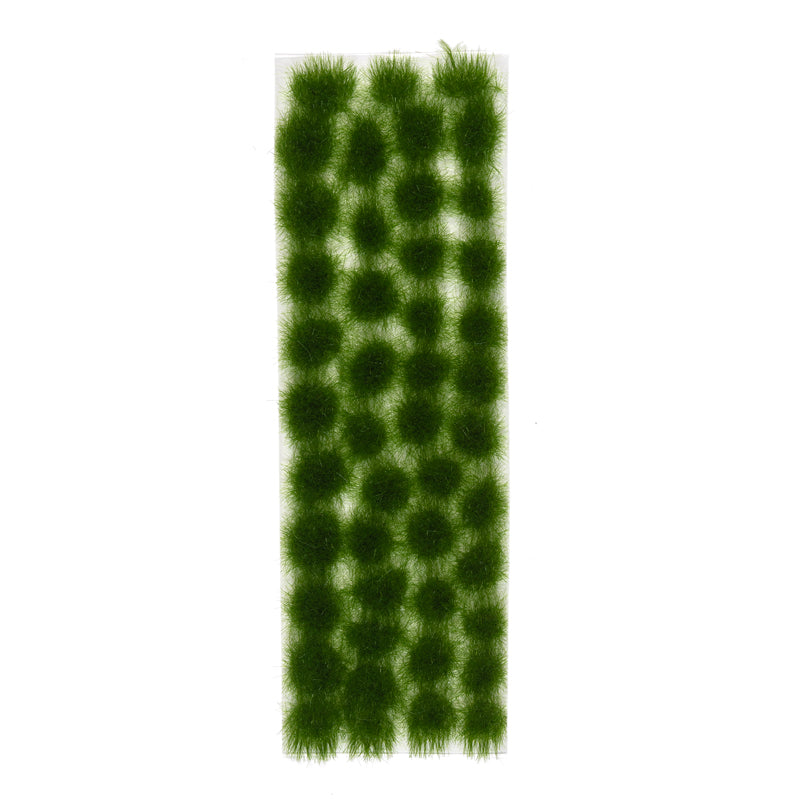 A clear rectangular sheet holds many uniformly arranged dark green grass tufts, each approximately 4mm in height