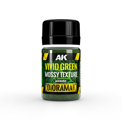 AK Vivid Green Mossy Texture diorama material in a clear jar with a black lid