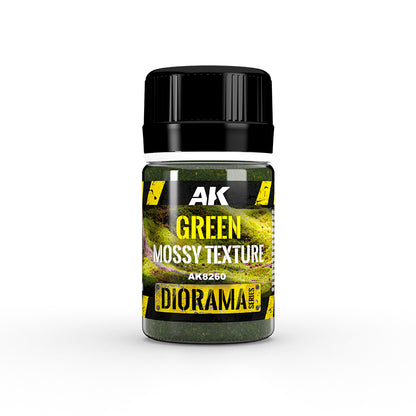 AK Green Mossy Texture (AK8260) in a clear bottle with a black cap, for diorama modeling