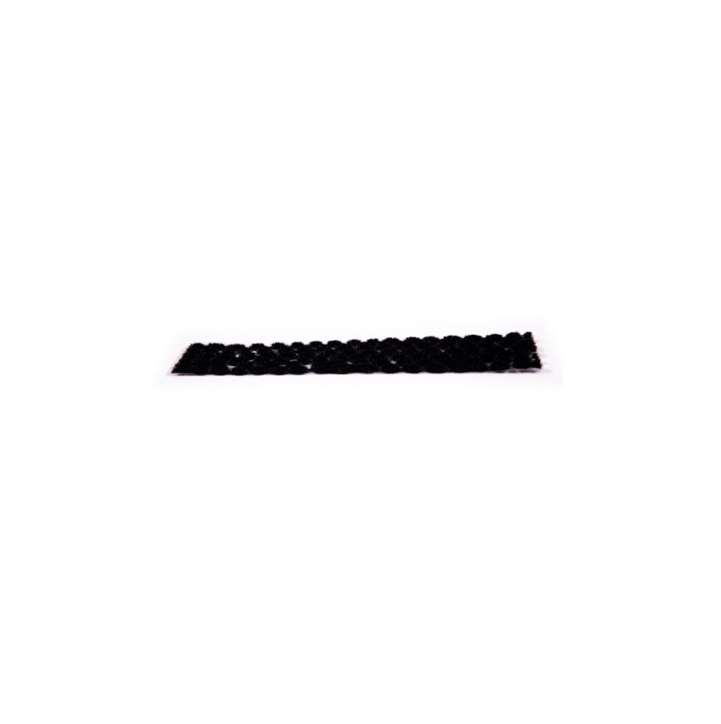 Narrow black braided decorative trim on white