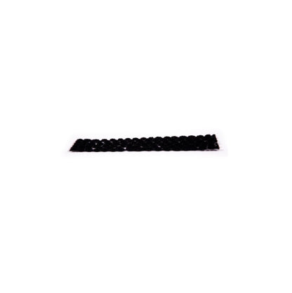 Narrow black braided decorative trim on white