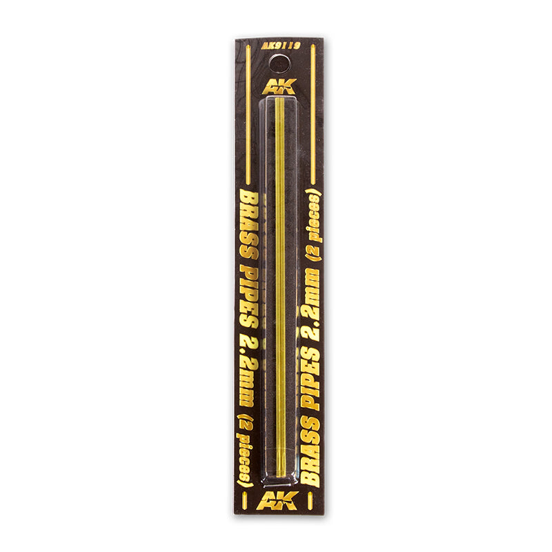 AK Brass Pipes 2.2mm (2 pieces) in black and gold retail packaging.