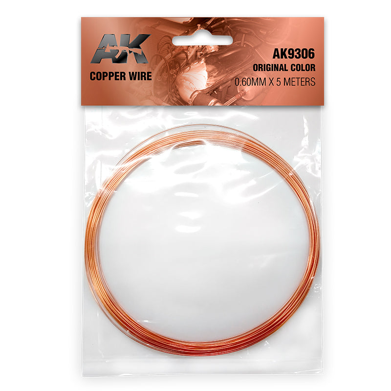 Coiled AK copper wire -  0.60mm x 5 meters -  in clear plastic retail packaging with a branded header