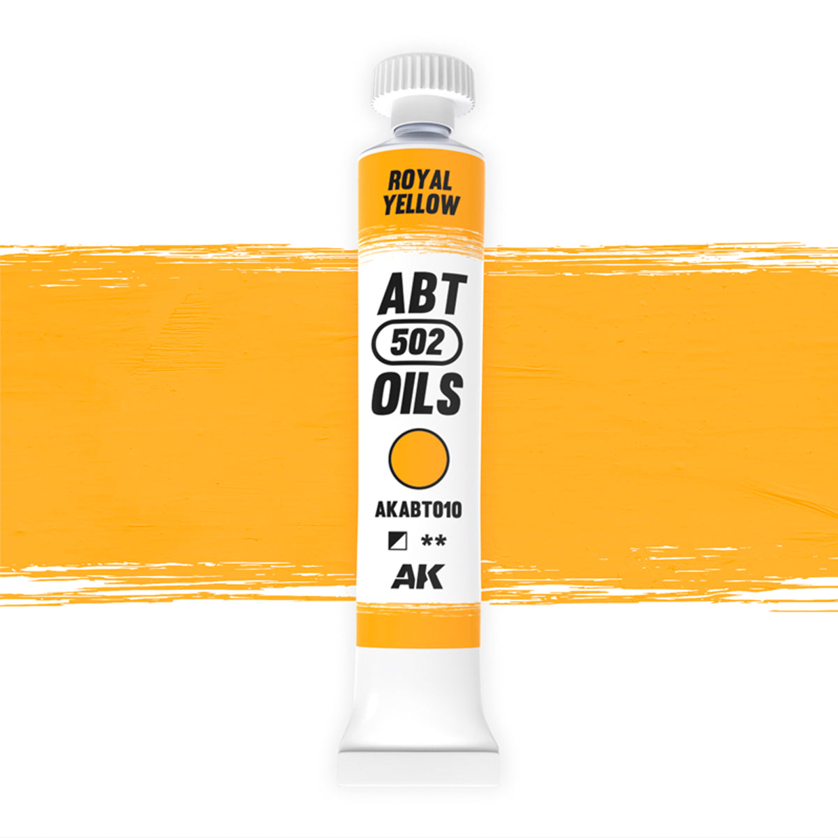 AK Interactive Abteilung 502 oil paint tube with an illustrative swatch against a white background