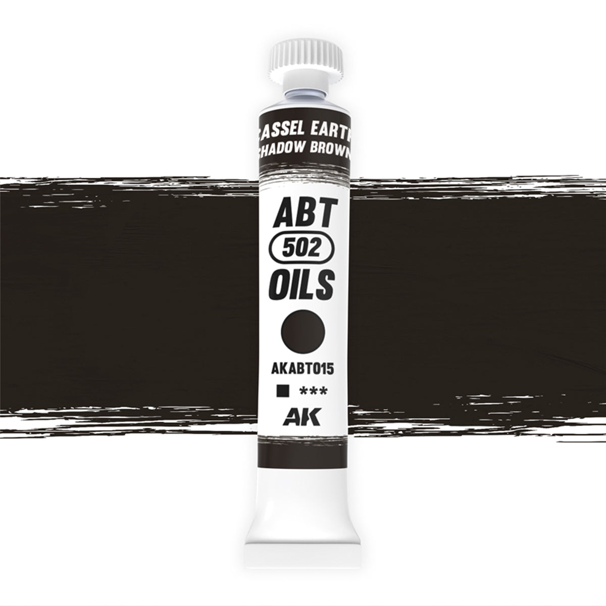 AK Interactive Abteilung 502 oil paint tube with an illustrative swatch against a white background