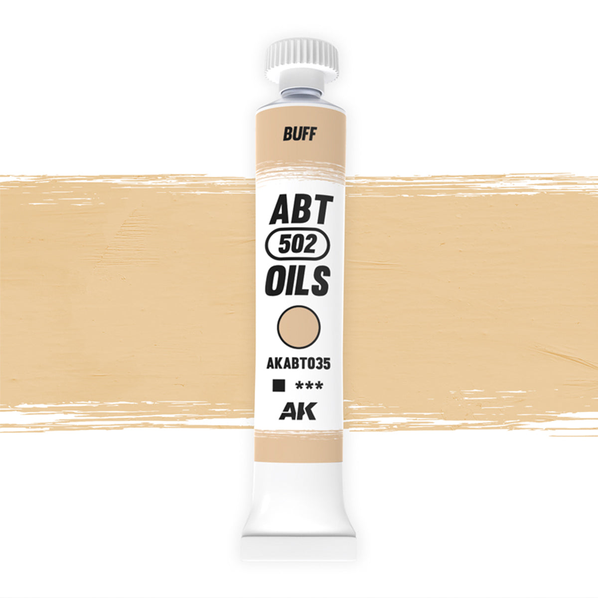 AK Interactive Abteilung 502 oil paint tube with an illustrative swatch against a white background