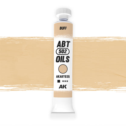 AK Interactive Abteilung 502 oil paint tube with an illustrative swatch against a white background