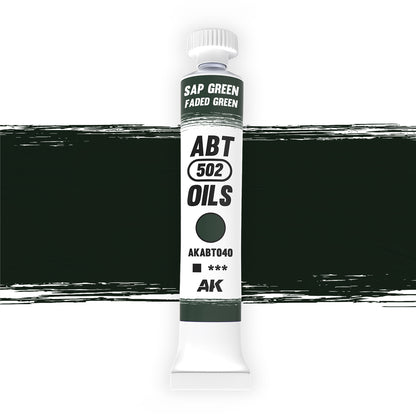 AK Interactive Abteilung 502 oil paint tube with an illustrative swatch against a white background