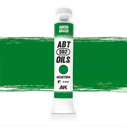 AK Interactive Abteilung 502 oil paint tube with an illustrative swatch against a white background