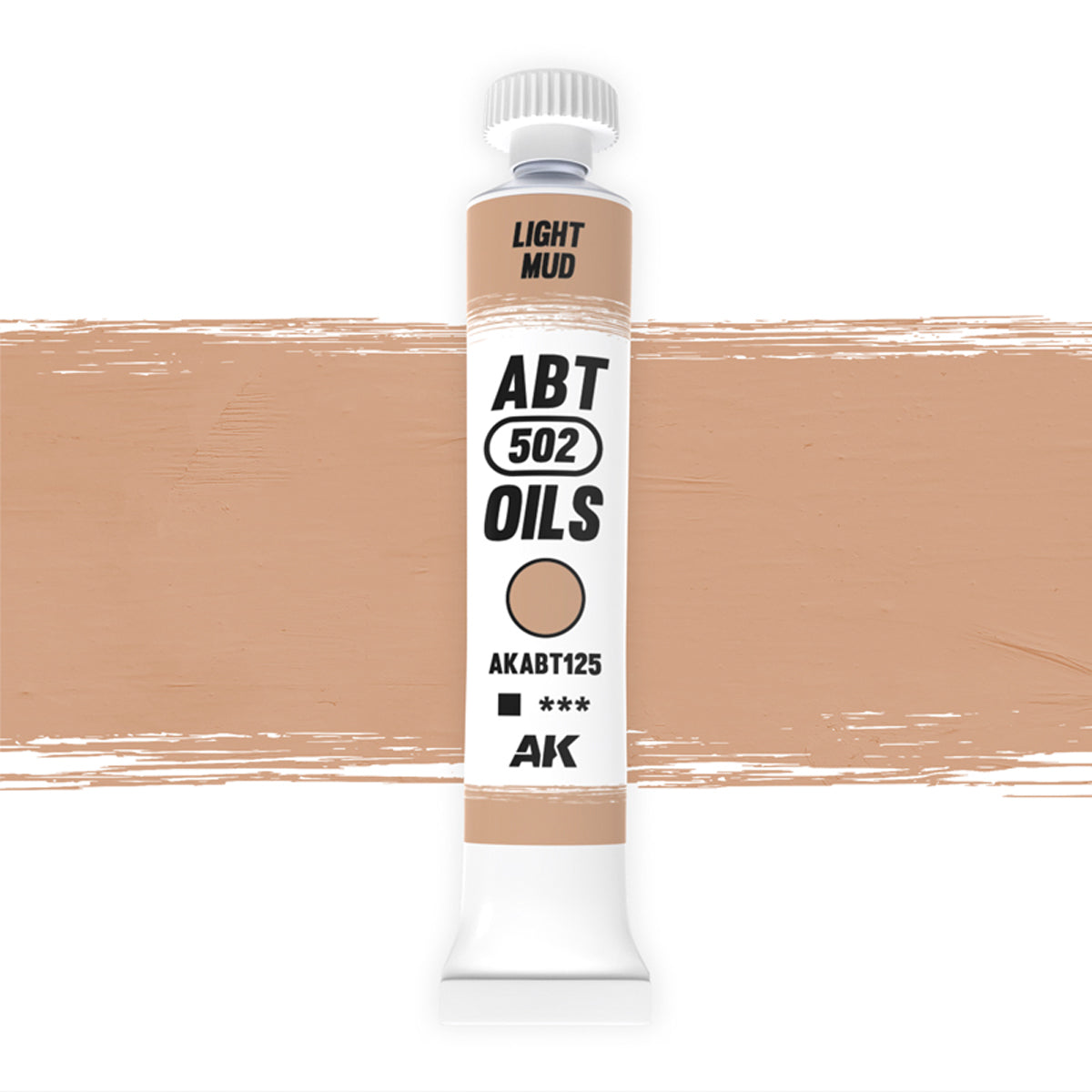AK Interactive Abteilung 502 oil paint tube with an illustrative swatch against a white background