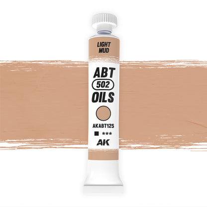 AK Interactive Abteilung 502 oil paint tube with an illustrative swatch against a white background