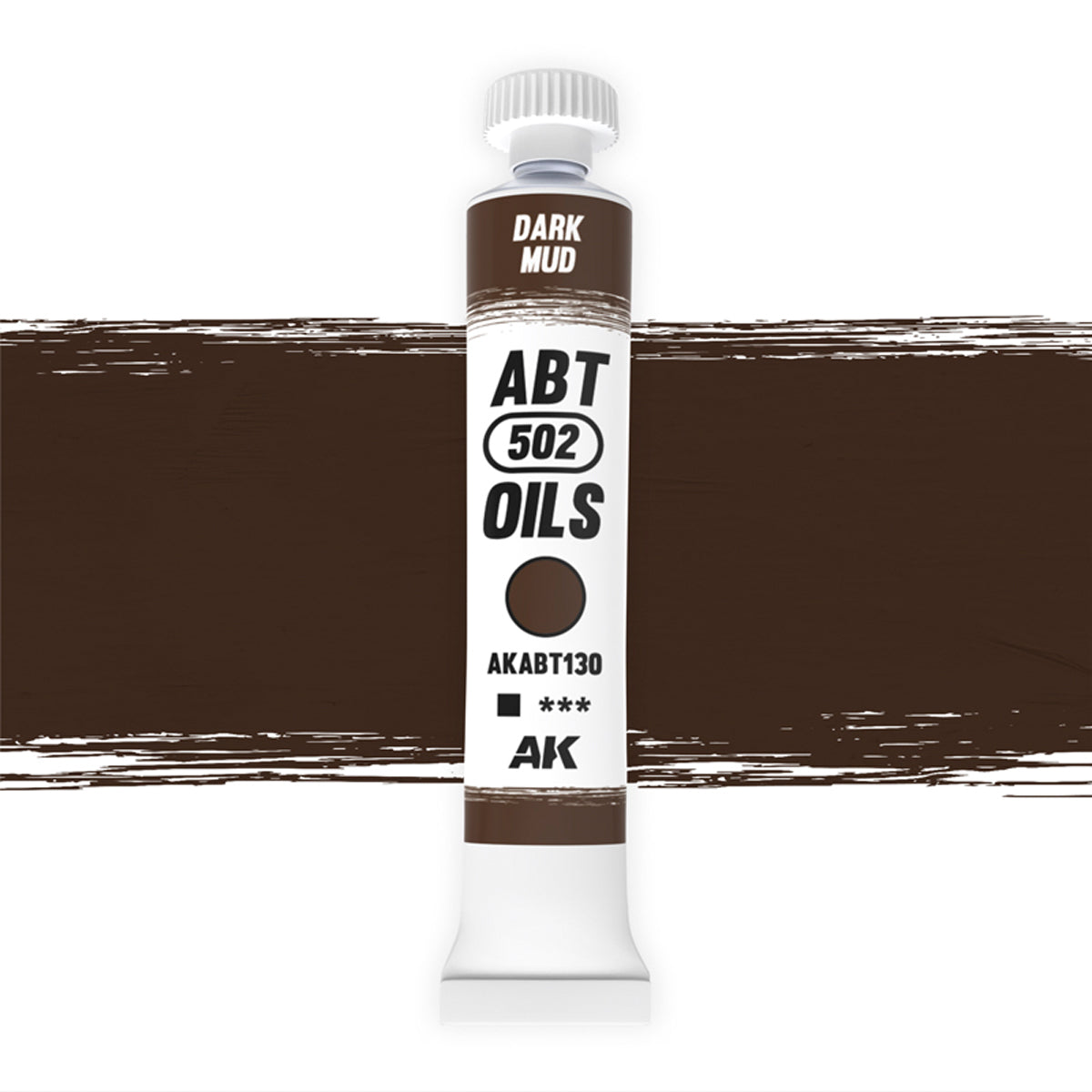 AK Interactive Abteilung 502 oil paint tube with an illustrative swatch against a white background