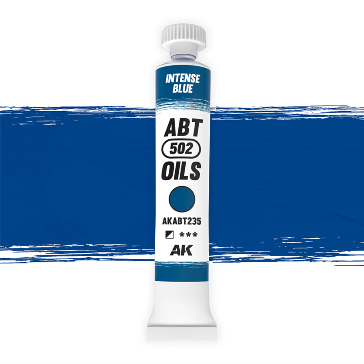 AK Interactive Abteilung 502 oil paint tube with an illustrative swatch against a white background
