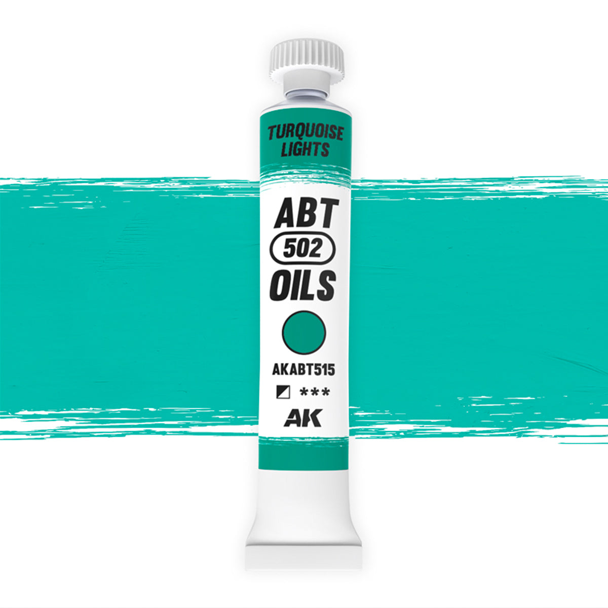 AK Interactive Abteilung 502 oil paint tube with an illustrative swatch against a white background