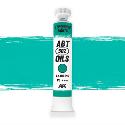 AK Interactive Abteilung 502 oil paint tube with an illustrative swatch against a white background