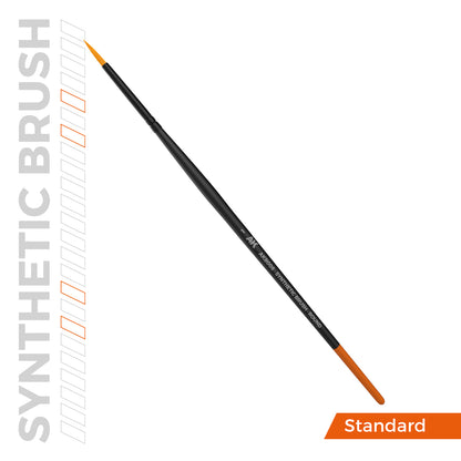AKB008 synthetic round paint brush by AK with black handle, orange bristles & handle end, on white