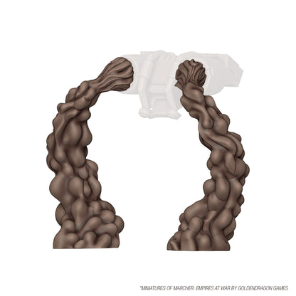 Miniature accessory: Two thick, sculpted brown exhaust smoke plume effects attached to a vehicle component outline