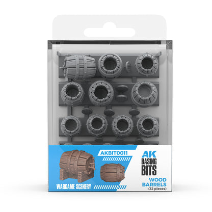 AK Basing Bits Wood Barrels miniature plastic kit (32 pieces) for wargaming scenery