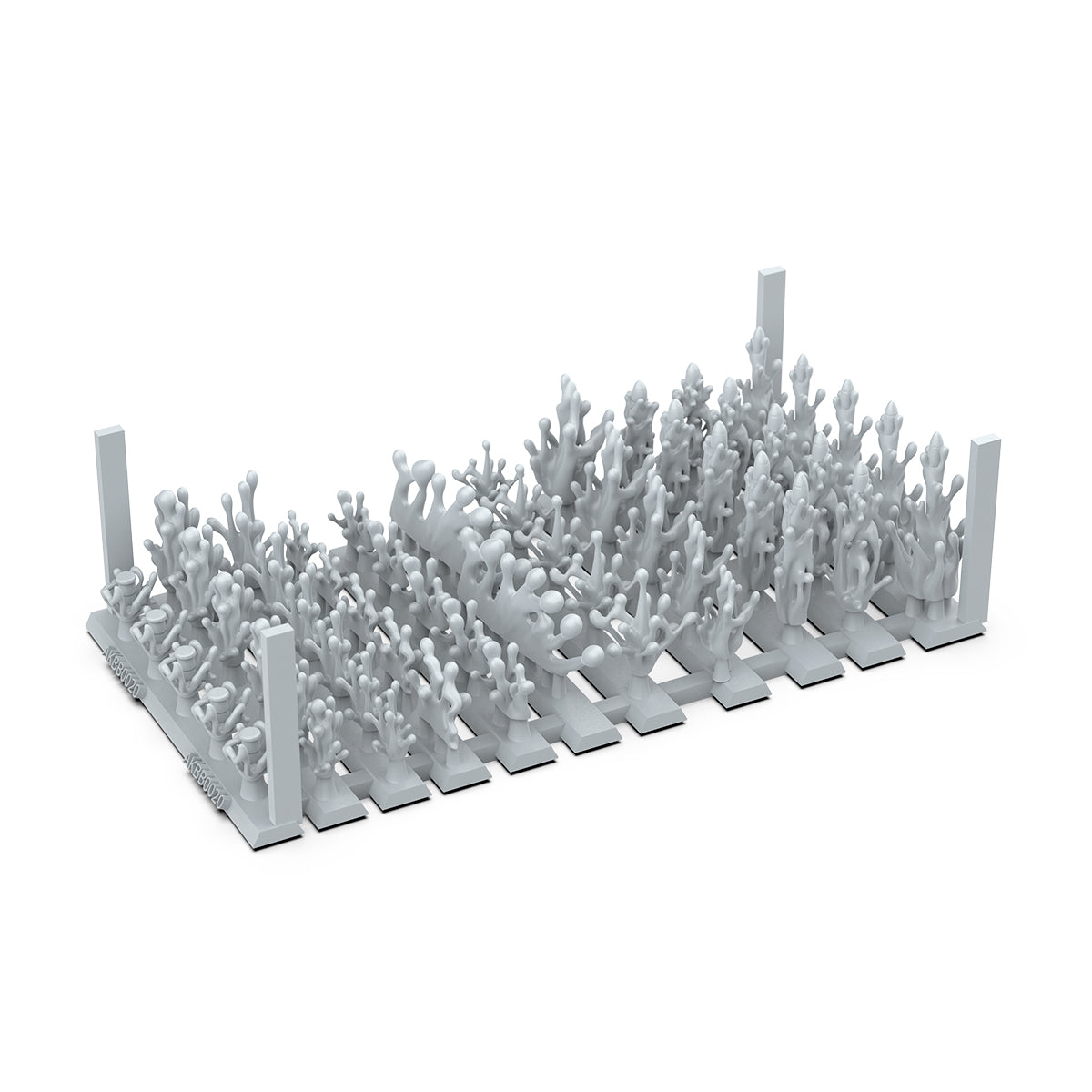 Unpainted resin model parts, dense moss or coral structure on sprue for miniature terrain or scale modeling