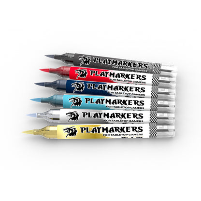Set of 6 Playmarkers (markers for tabletop gaming) stacked vertically in different colors