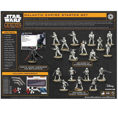 Star Wars: Legion Galactic Empire Starter Set featuring Darth Vader, Stormtroopers, Scout Troopers, and game components