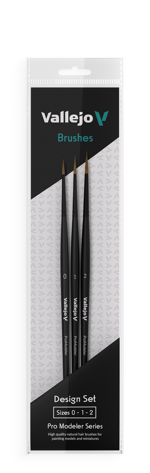 Vallejo Brushes - Pro Modeler - Design Set - Natural Hair (Sizes 0, 1 & 2) - Good Games