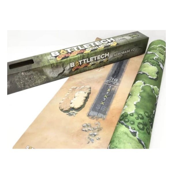 BattleTech Battle Mat Aerobase #2 with rocky desert terrain and runway