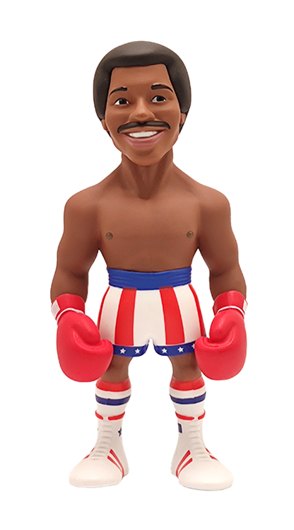 Minix Rocky Apollo Creed collectible figure featuring the smiling boxer in red white and blue stars and stripes shorts with red boxing gloves