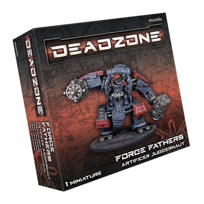 Deadzone game box featuring a grey and red Artificer Juggernaut mech miniature on the front