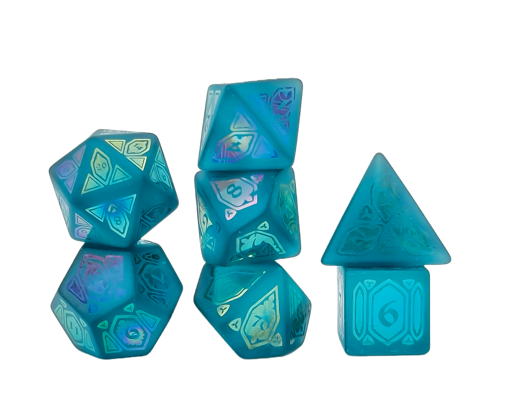 Level Up Dice - Aurora Ionized Cathedral Blue Crown Crystal - Good Games