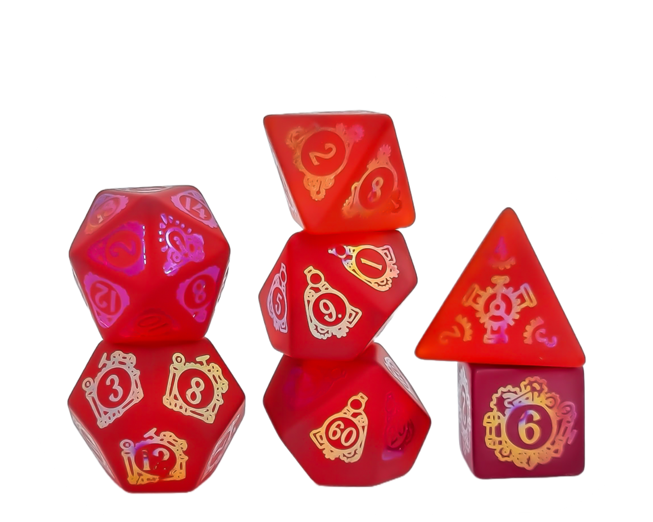 Level Up Dice - Gold Ionized Helio-Rivet Crown Crystal Red - Good Games