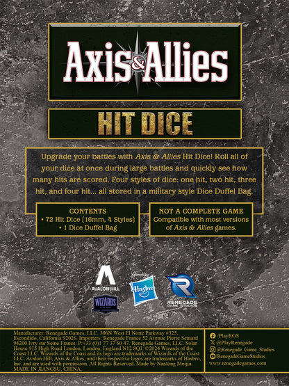 Renegade Games Studio - Axis & Allies Hit Dice Set - Good Games