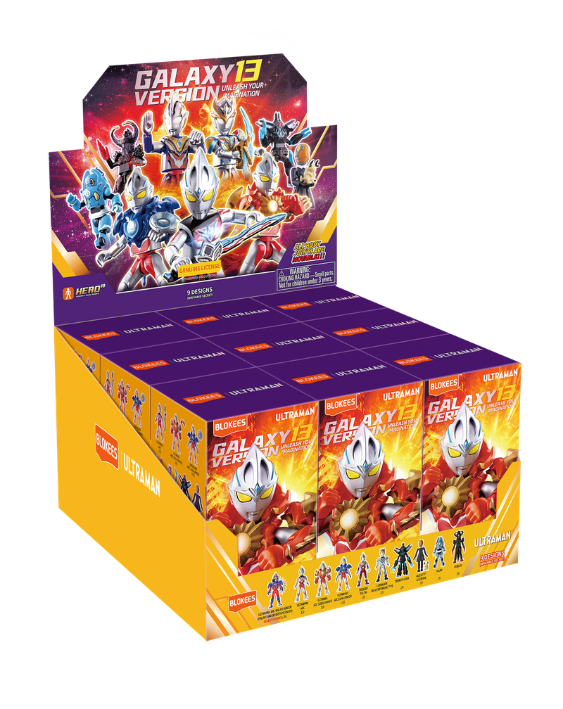 Blokees Figures - Ultraman 73113 - Galaxy Version 13 - Unleath Your Imagination - 9 In 1 Blind Box Display