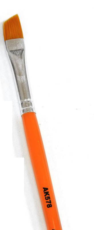Ak Interactive Brushes Weathering Brush Diagonal with an angled flat tip and silver ferrule 