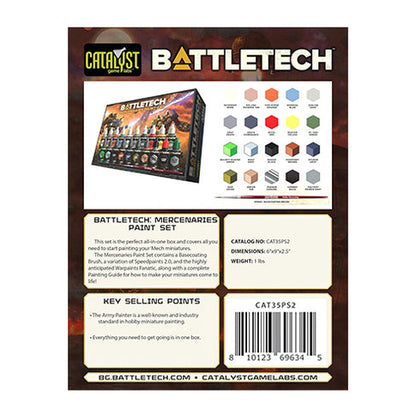 Battletech Mercenaries Paint Set by The Army Painter, featuring 18 speedpaints and basecoat brush