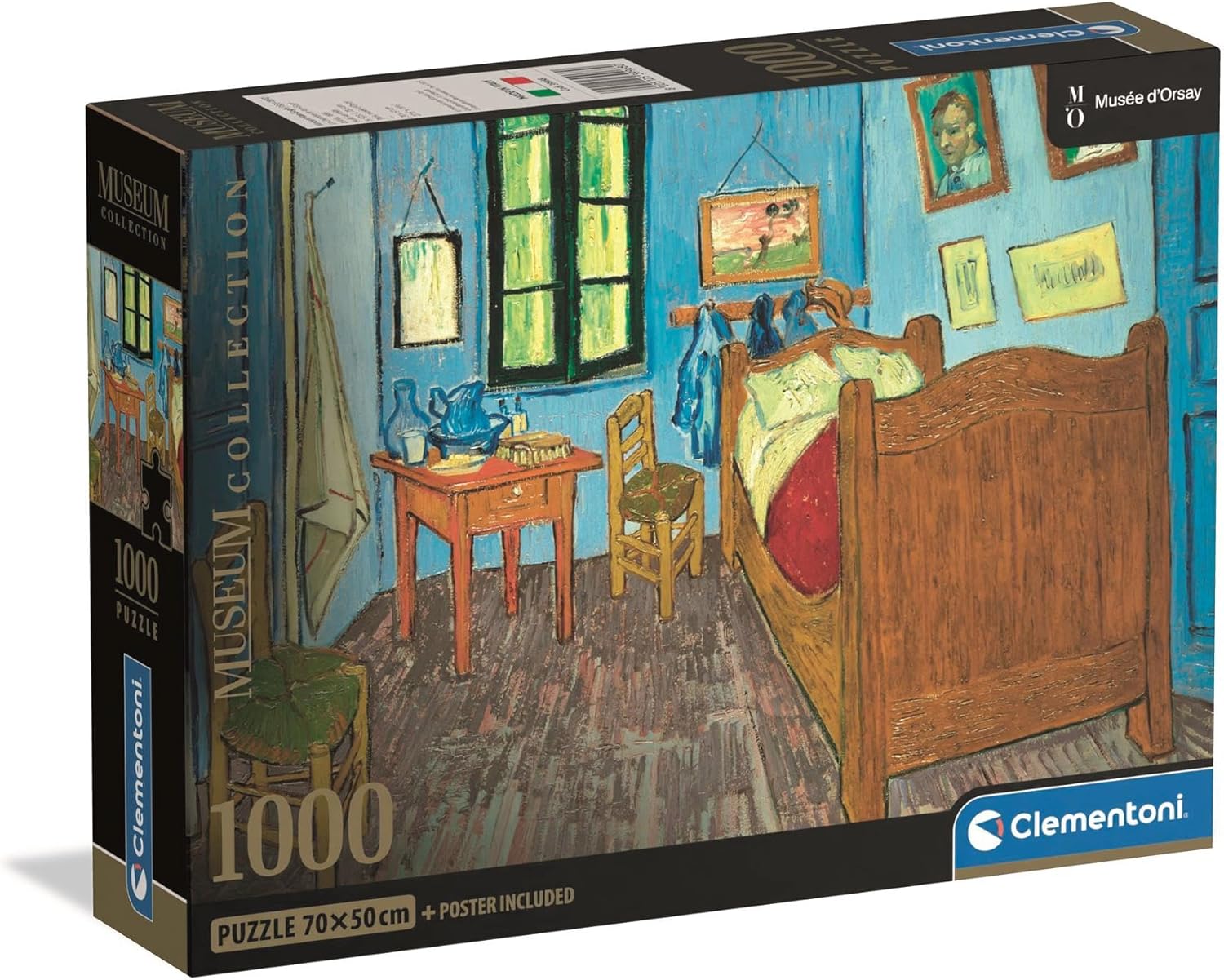 Clementoni Museum Collection 1000-piece jigsaw puzzle box showing Van Gogh's 'Bedroom in Arles' from Musée d'Orsay