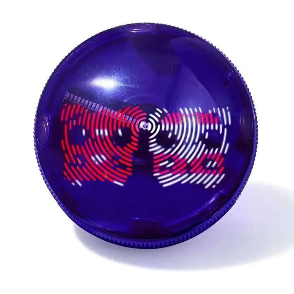 Translucent purple sphere with red, white, and pink concentric arcs forming the letters DQ, resembling a Dairy Queen logo