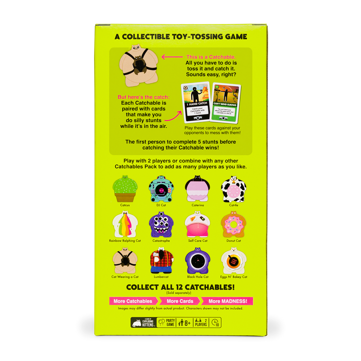Back view of Catchables: #2 Cat Wearing A Cat &amp; Catcus pack showing details and barcode