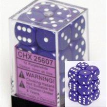 Chessex - CHX 25607 Opaque Purple/white 16mm d6 Dice Block (12 dice) - Good Games