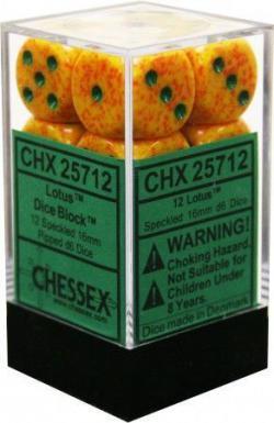 Chessex Dice Sets: Lotus Speckled 16mm d6 (12)