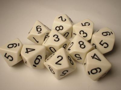 Chessex - CHX 26201 Opaque White/black Set of Ten d10s - Good Games