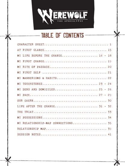 Renegade Game Studios Werewolf The Apocalypse Expanded Character Sheet Journal - Good Games