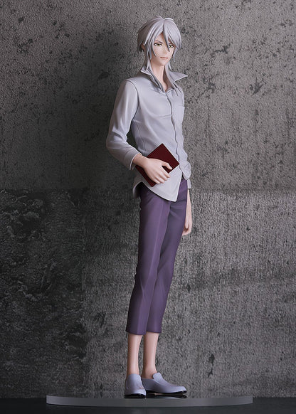 Rear view highlighting coat length, hair sculpt, and stance