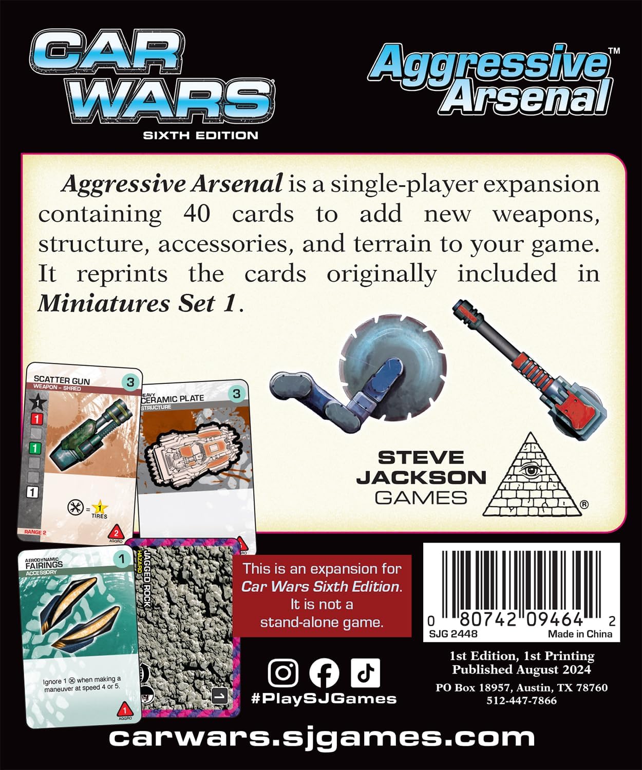 Car Wars Aggresive Arsena packaging box back view
