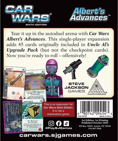 Car Wars Alberts Advance packaging box back view