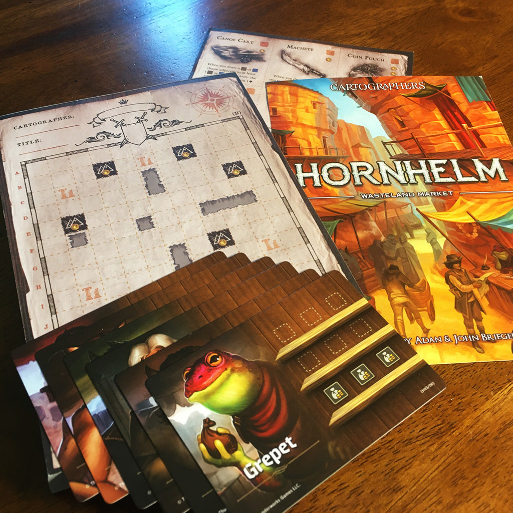 All components of Cartographers Map Pack 6 displayed neatly