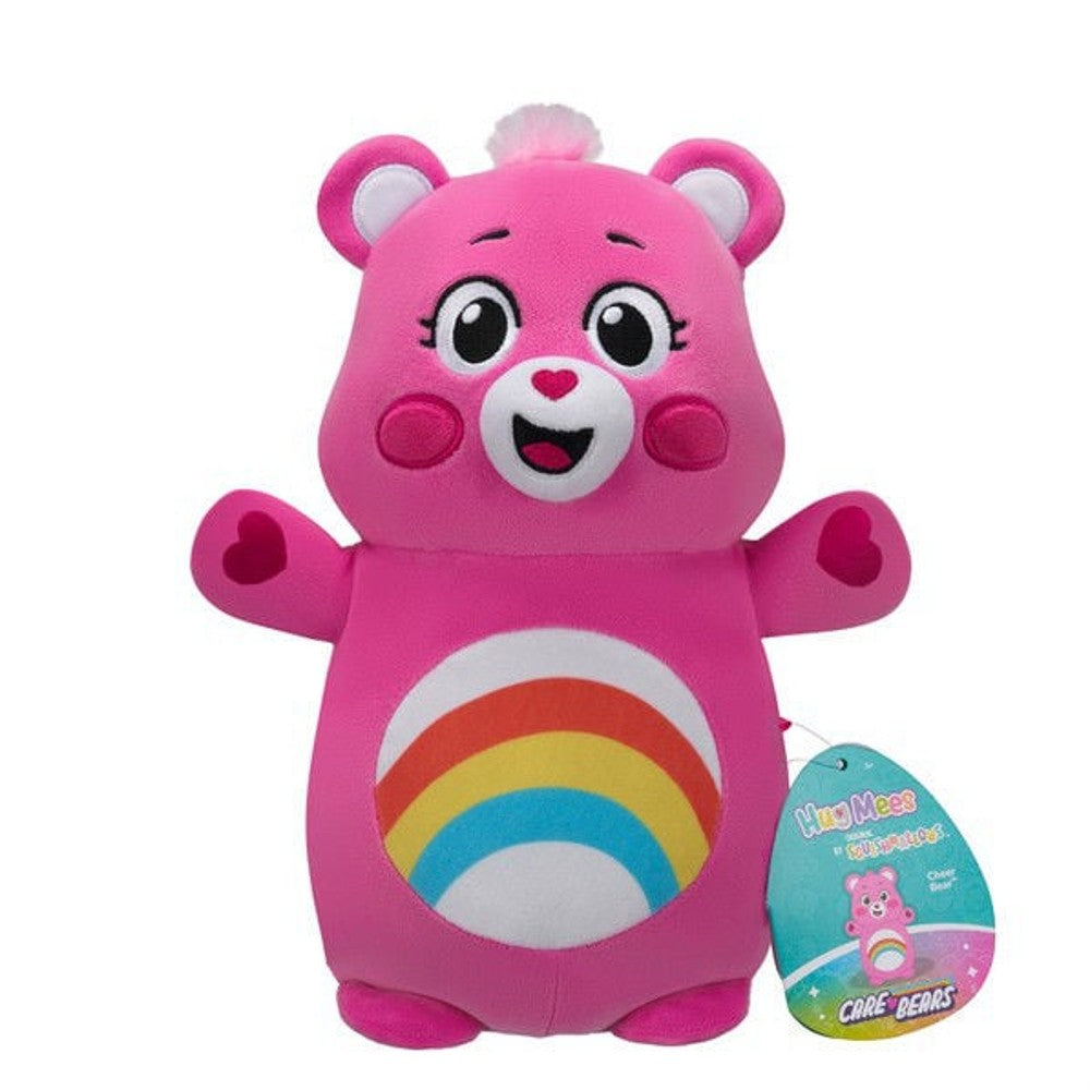 Pink Care Bears Cheer Bear Hug Mees plush toy with rainbow belly badge and product tag