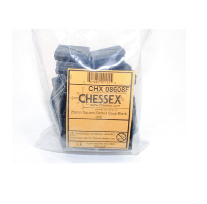 Chessex - Square Slotted Base 50-Piece Set 25mm - Black - Good Games