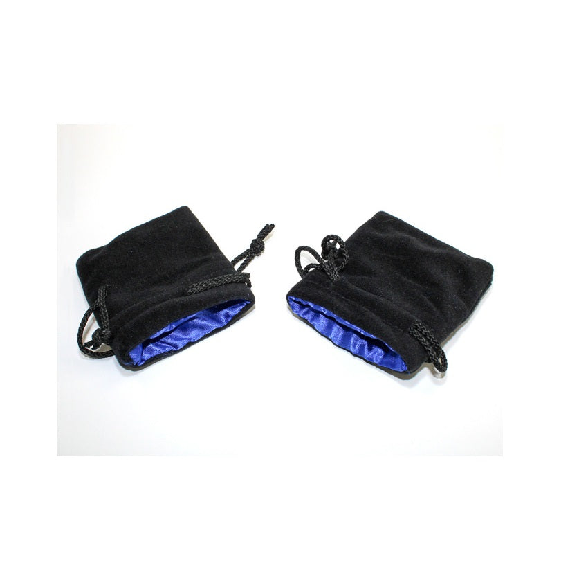 Chessex - Velvet Dice Bag 3.75" x 4" Size - Black with Blue - Good Games